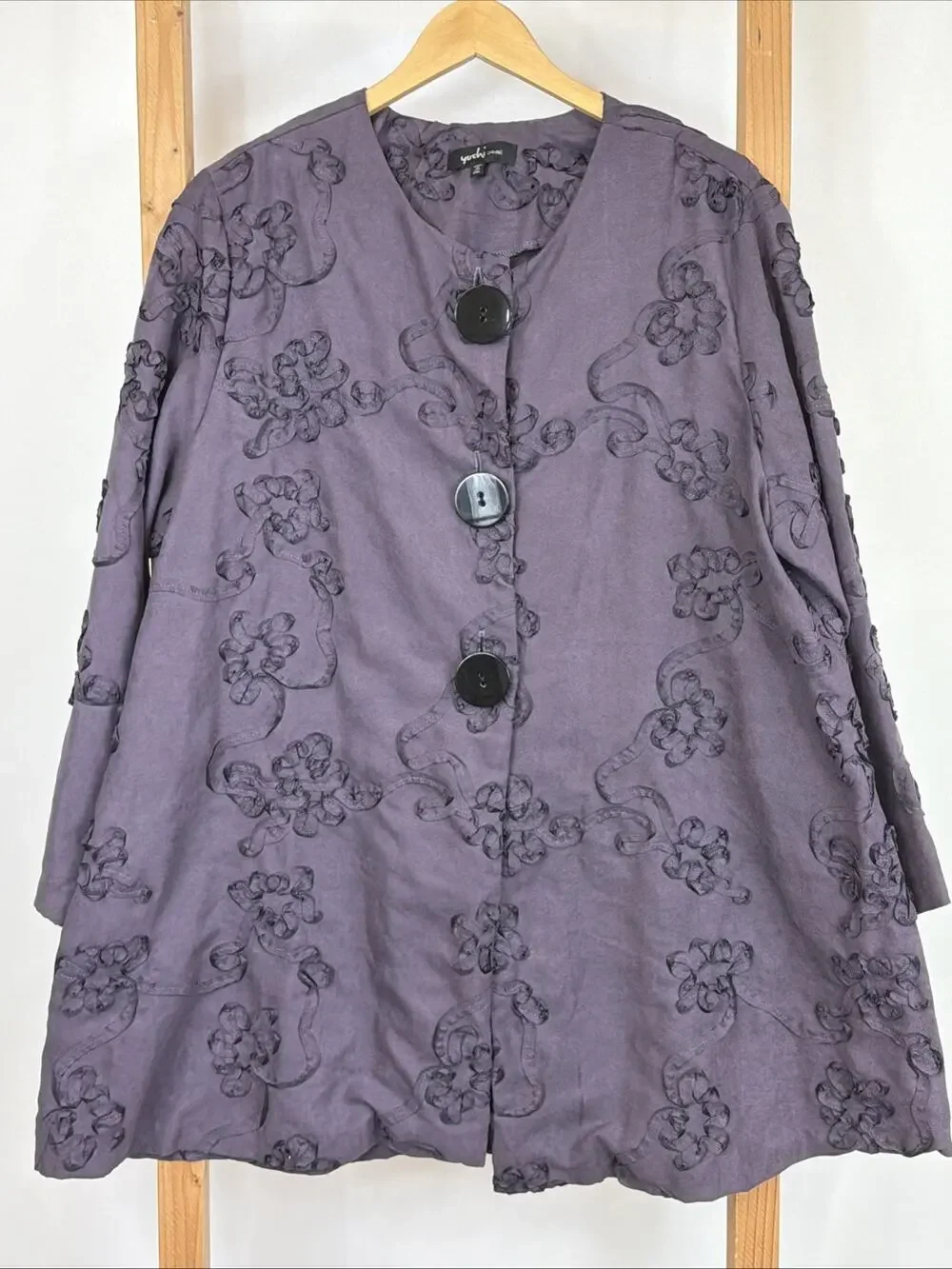Yushi Women’s Purple Embellished Scoop Neck Jacket XXL MADE IN USA